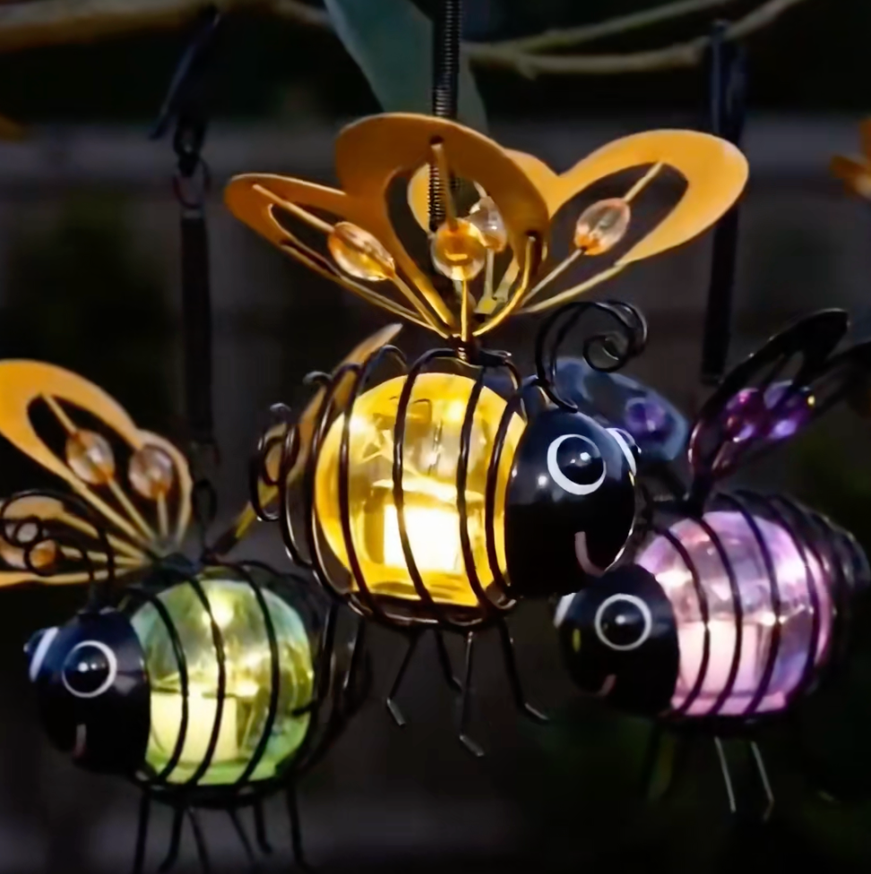 🐝 SolarBee | Solcelledrevet Hængende Bi-Lampe